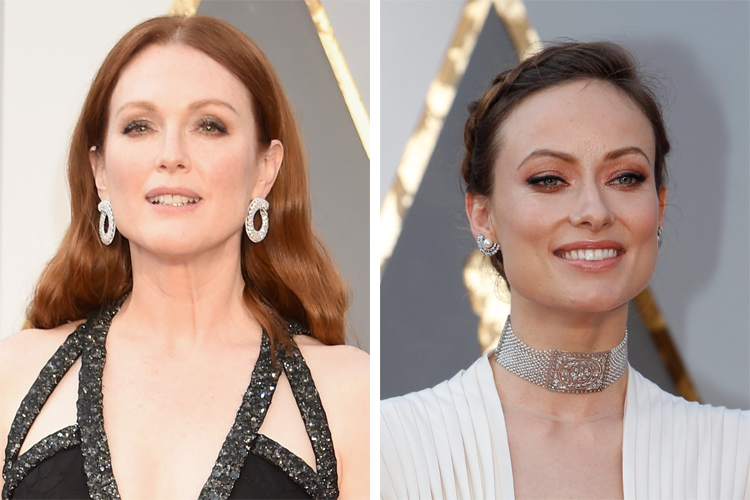 Julianne Moore and Olivia Wilde at the 2016 Oscars