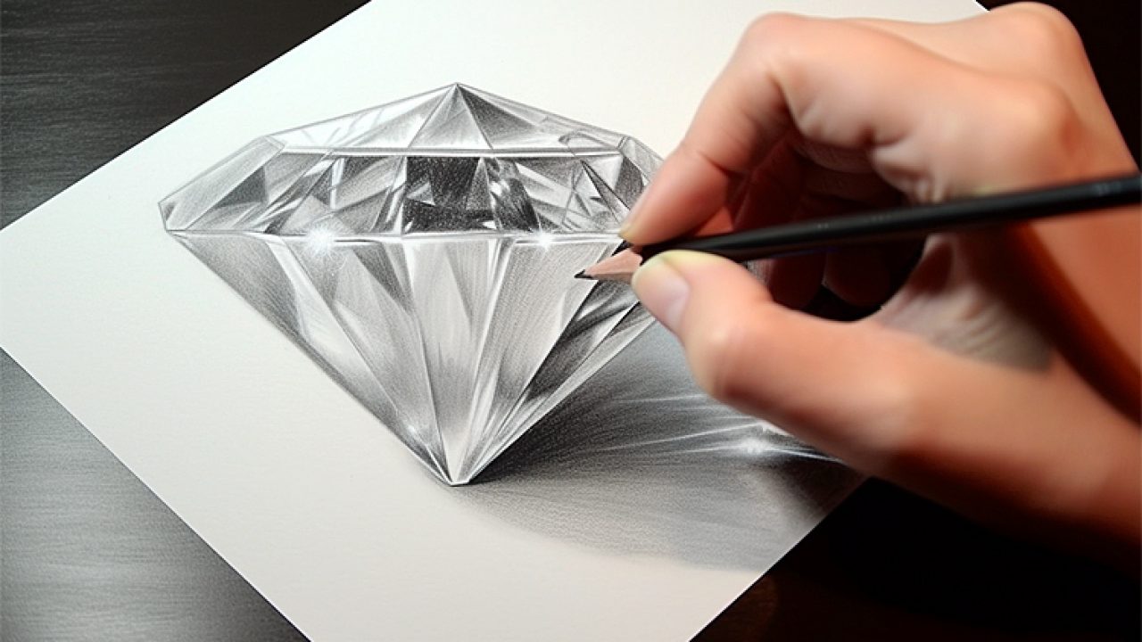 How to make 3D Diamond sketch - Realistic Drawing - YouTube